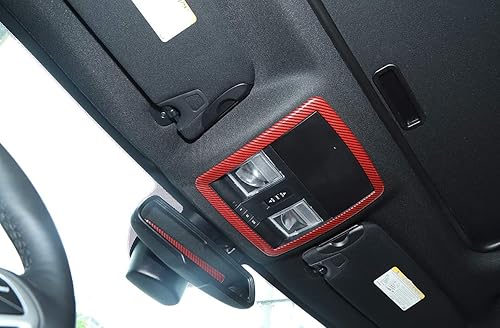 Miniatura 3 de GZXinWei Marco de luz de lectura para Dodge Challenger 2010-2023, decoración de cubierta adhesiva de fibra de carbono roja interior