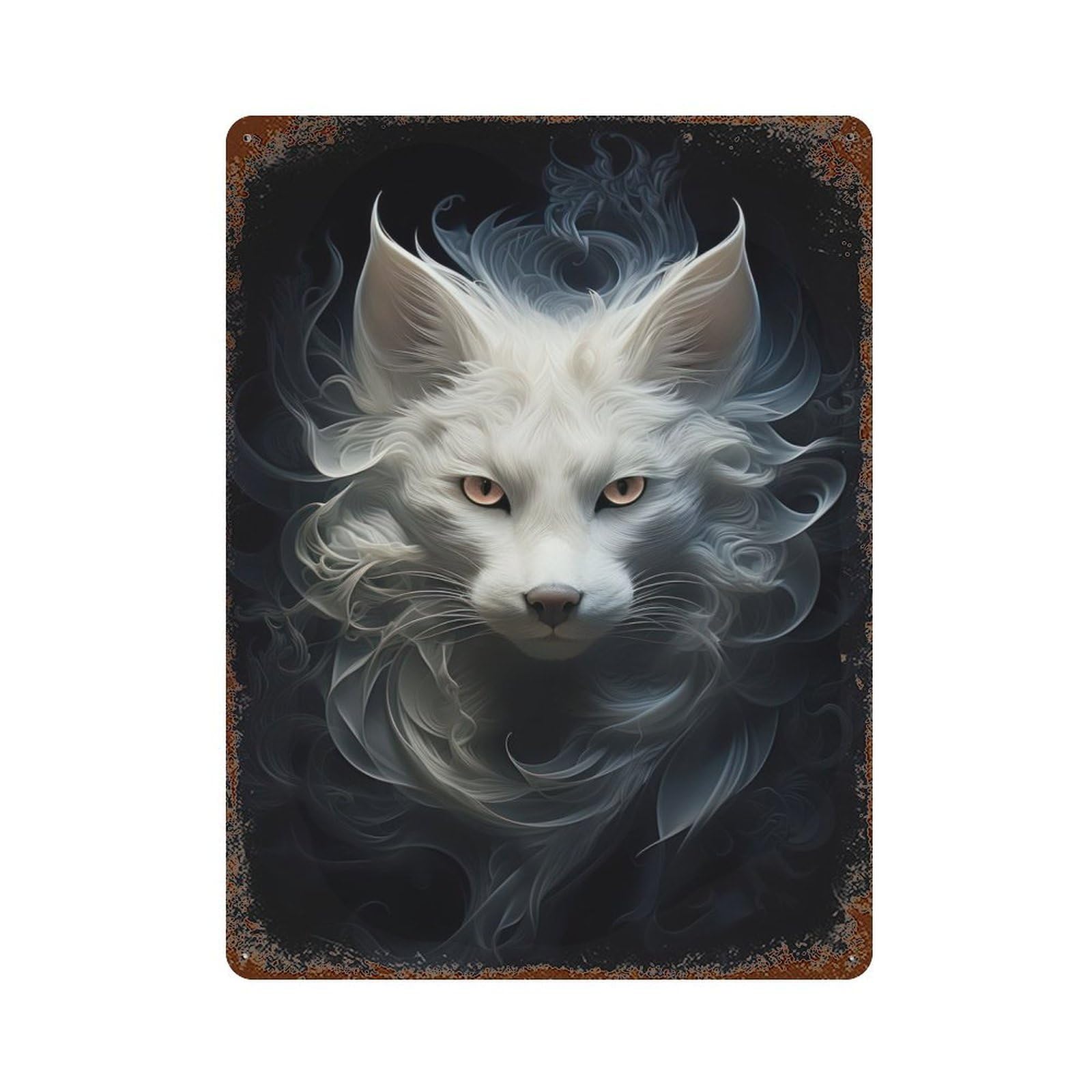 Garage Style Mystic Smoke Feline Rustic Tin Plaque 15.7"x11.8", Industrial Home Decor for Bar And Workshop