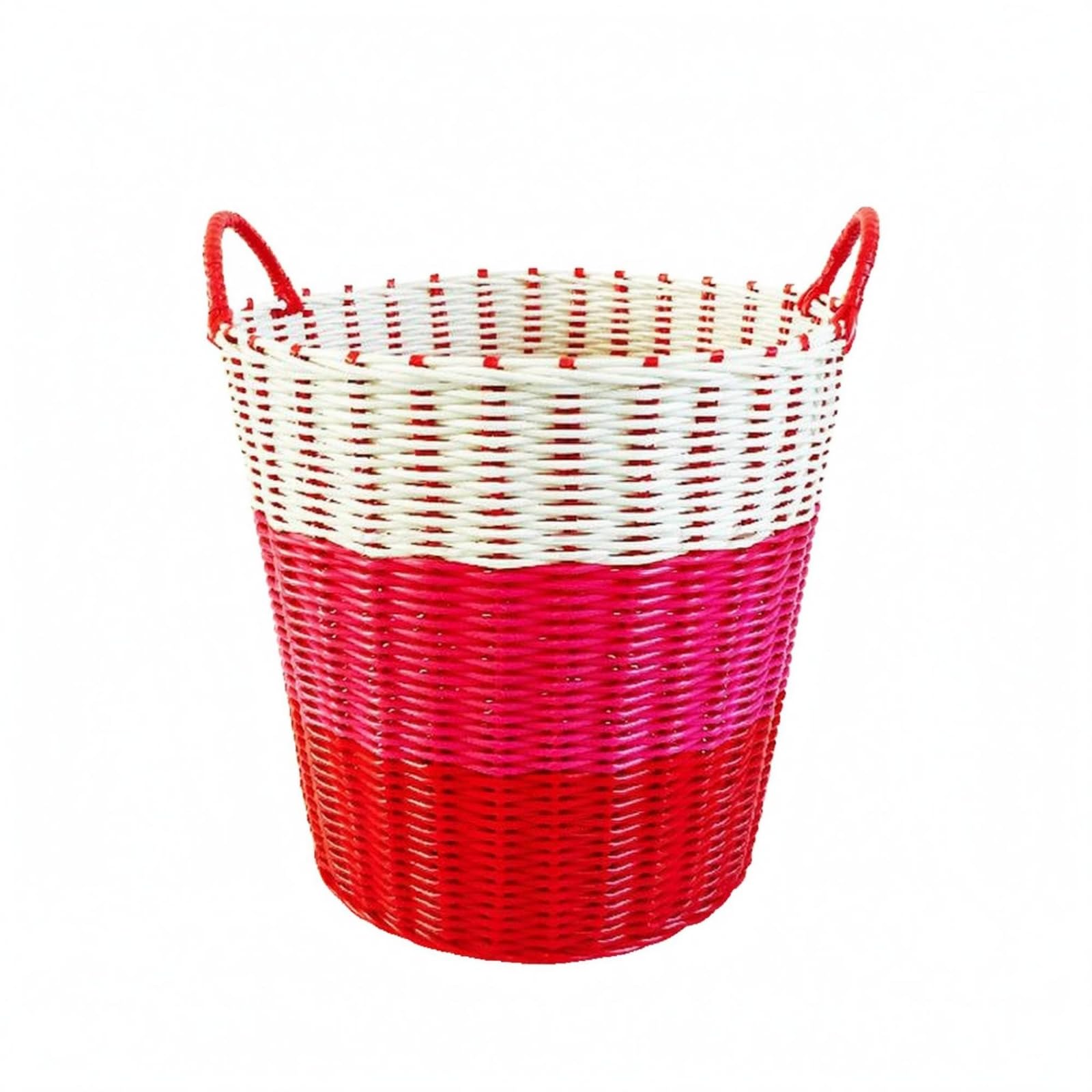 Open Top Woven Laundry Basket Arched Handles Wicker-Design Hamper Tapered Tall Storage Basket Airy Weave for Bedroom, Dark Pink, 22CM-picture-47
