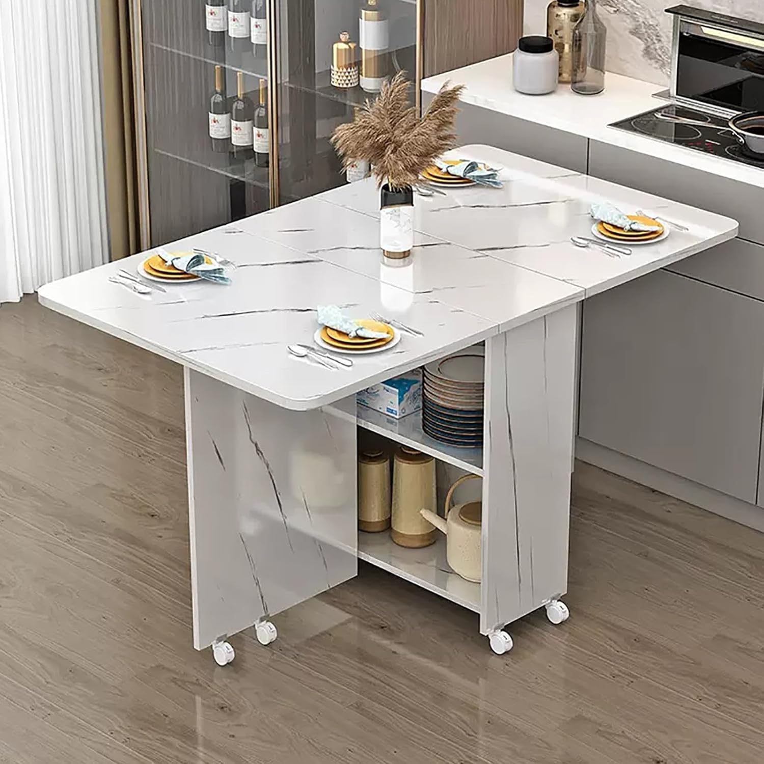 折りたたみダイニングテーブル 万能ドロップリーフダイニングテーブル