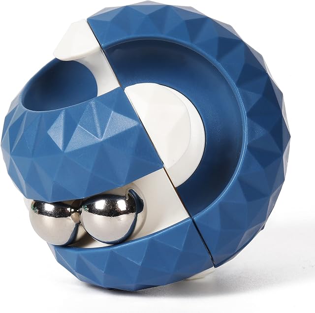 Yiran Rotating Cube Bead Orbit Ball Maze Ball Fidget Hand Spinner Sensory Toys Anxiety Relief and Stress Relief Fingertip Gyro Toy Educational Puzzle Games for Interactive Toys Kids and Adult- Blue
