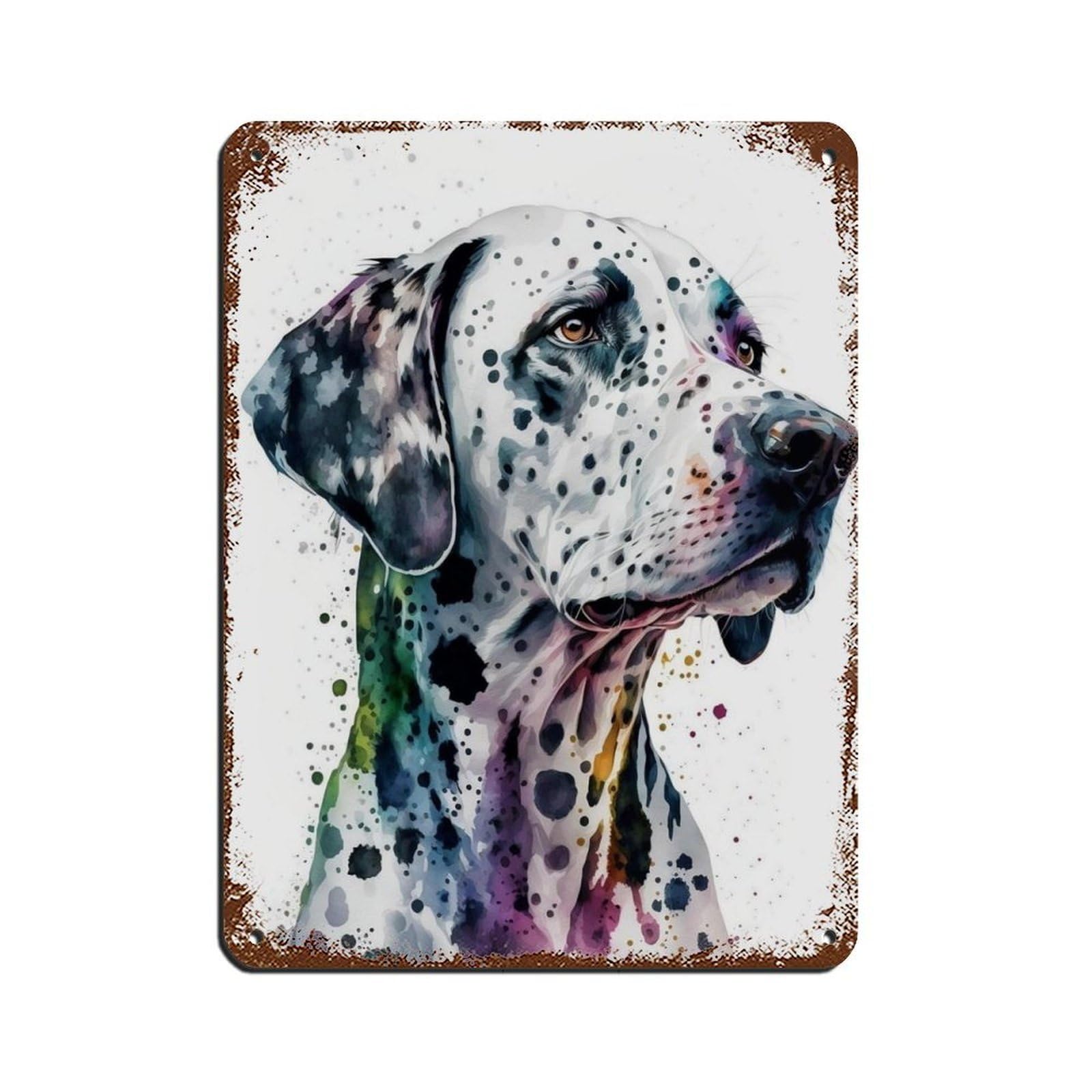 Watercolor Dalmatian, Dalmatian Art Poster Retro Poster Metal Tin Sign Chic Art Retro Iron Painting Bar People Cave Cafe Family Garage Poster Wall Decoration 12x16inch(30x40cm)