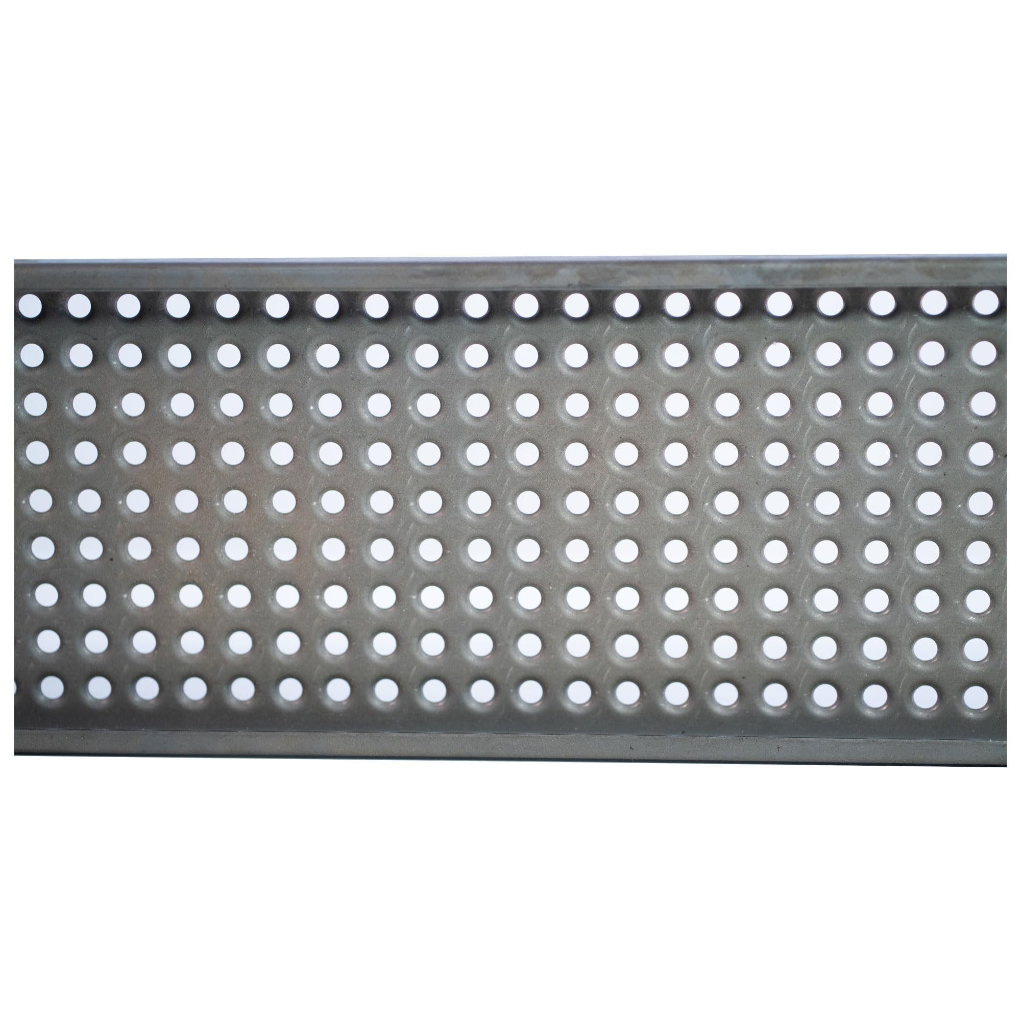 Acero Panel Peldaño Metálico Recto Perforado Abocardado con Relieve Antideslizante 1000x250mm Diámetro agujero 15mm - Alta resistencia y buena soldabilidad - Acero Negro - Hierro En Crudo