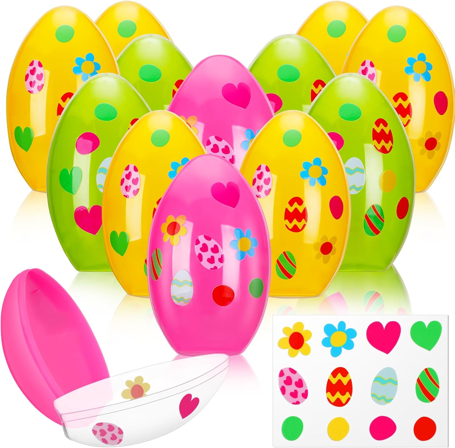 Motionchic 12 Pcs 6 Inch Jumbo Easter Eggs with 48 Pcs