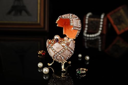 Miniatura 10 de QIFU Vintage Blue Faberge Egg Figurine Barinket Box Bisagra, regalo único para la familia (QF5630)