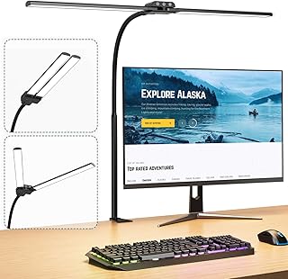 デスクライト LEDダブル光源電気スタンド KableRika 12W目に優しい卓上ライト クランプ式 4色温度・4段階調光・明るい高輝度 30分のタイマー 自動消灯 タッチパネル デュアルライトバー フレキシブルアーム おしゃれ ra90 PSE認証済