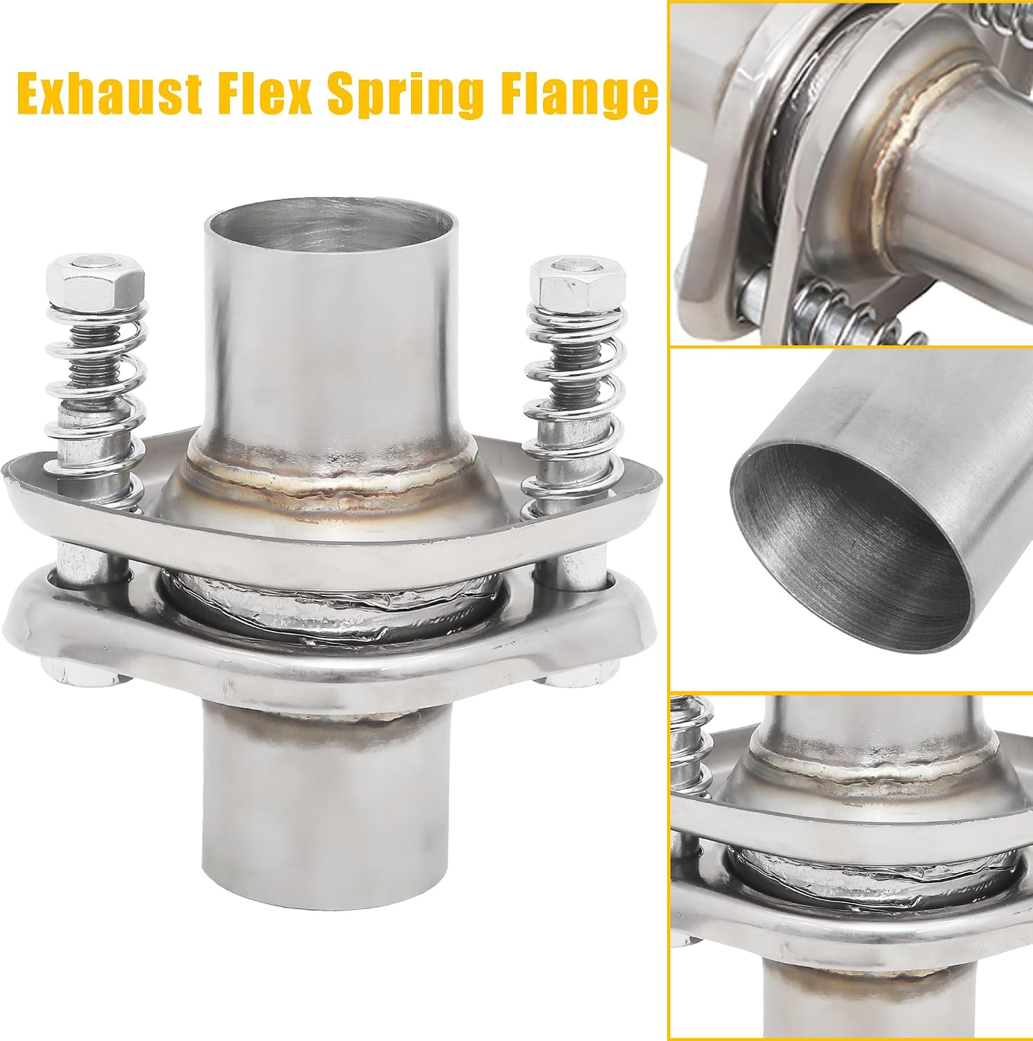 Stainless Steel Exhaust Flex Spring Flange with Spherical Spring Flange and Repair Bolt Kit, 1.85" Exhaust Flex Joint, Universal Exhaust Flange for Quick Pipe Repair