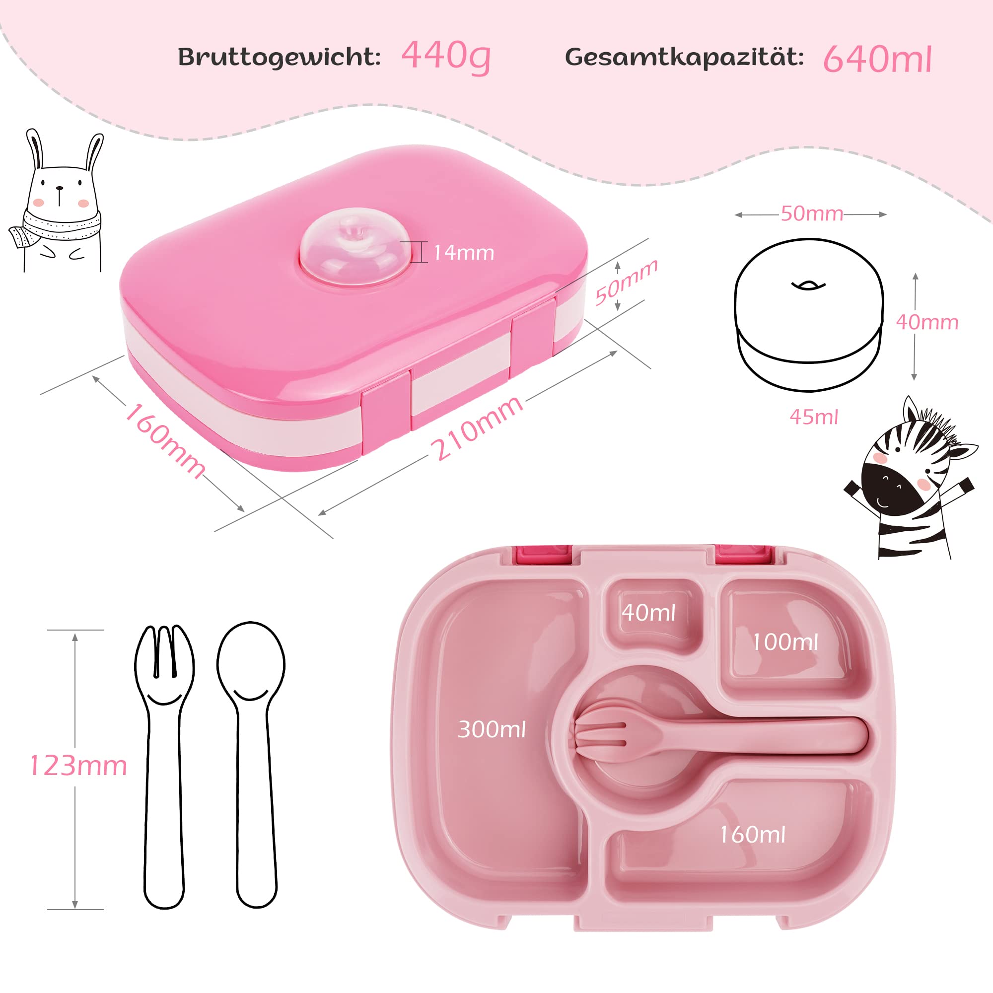 Boîte à Sandwich Enfants Anti-Fuite 6 Compartiments + 4 Emporte-Pièces - Sans BPA, École Et Pique-Nique