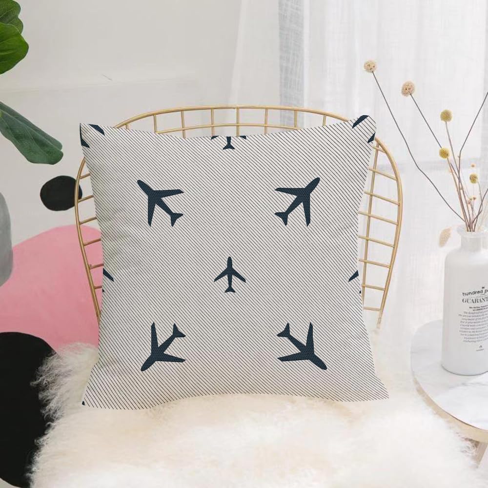 Hyosxw Plane Pattern Repeat Seamless In Black Color - A8 Cushion Cover,Throw Pillow Case Home Decorative For Living Room Bedroom Sofa Chair 18X18 Inch,Plane Pattern Repeat Seamless In Black Color For Any Design. Geometric Illustra,Pillowcase 45X45cm
