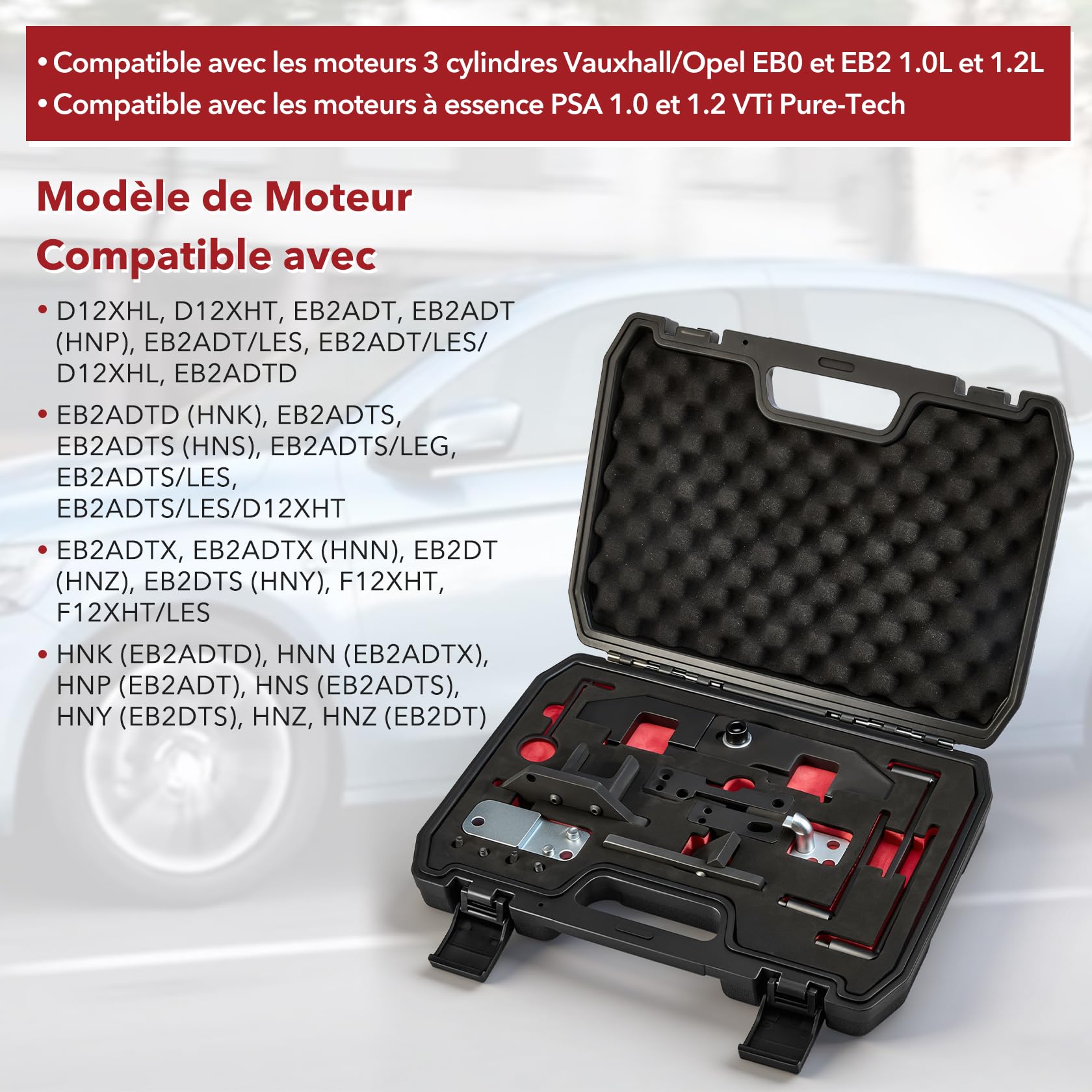CarBole Réglage de Moteur Automobile,Outil de Distribution de Moteur Compatible avec Peugeot Citroën Opel 1.0/1.2 VTi VVT/GDI PureTech,OEM G-0109-2E,0109-2B,G-0109-6,109-2B,EN-52809,0109-2C/2D