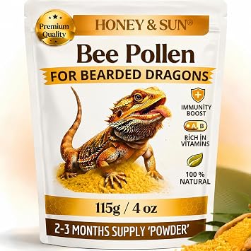HONEY&SUN 4oz Organic Bee Pollen Powder Bearded Dragon Food Topper & Reptile Vitamins, 100% Pure Natural Supplement for Healthy Skin & Color
