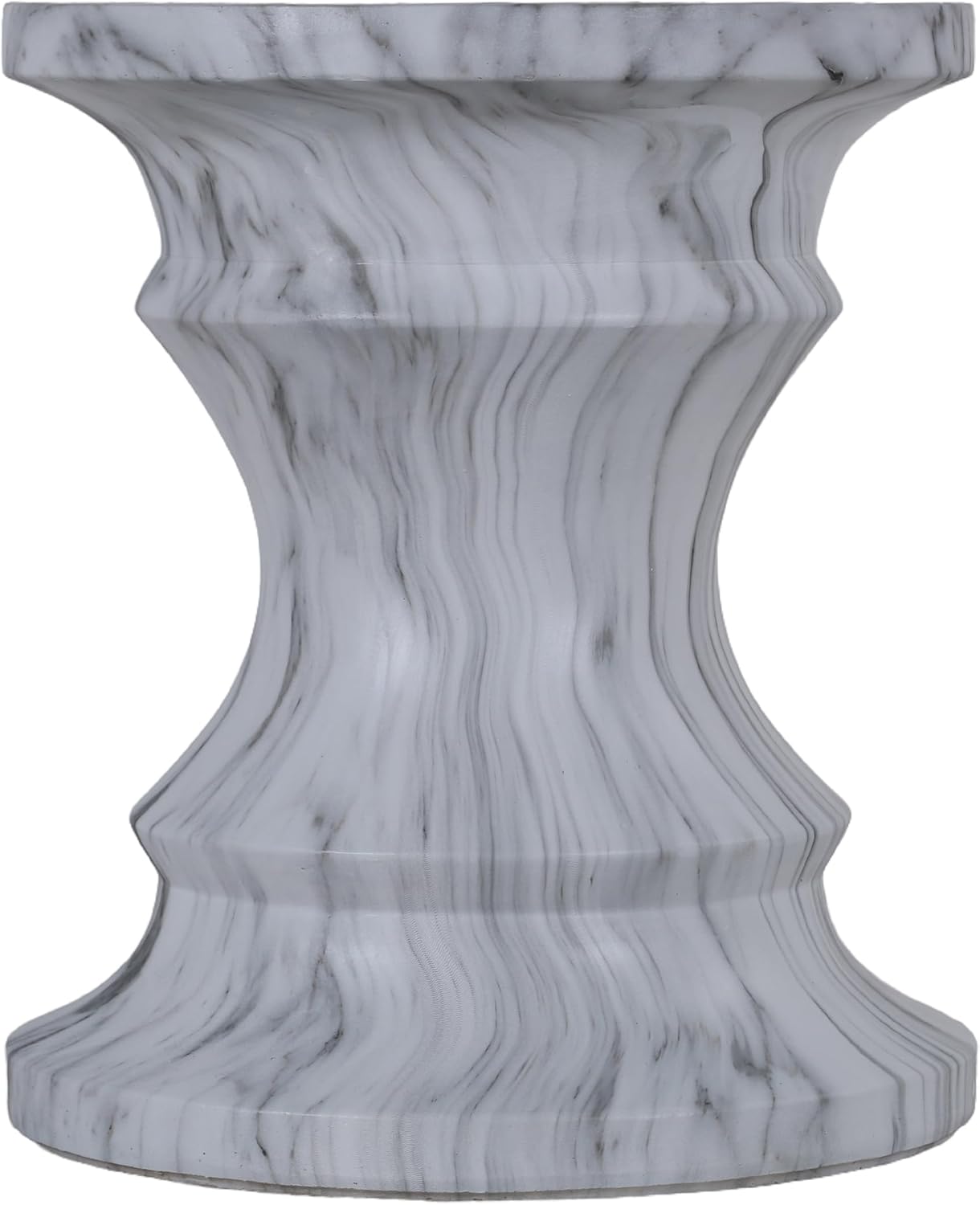 15" Durable Mgo Material Farmhouse Coffee Tables, Rustic Center Table with Weatherproof, Modern Outdoor Art Tea Table with Water Transfer for Patio Garden, Marble