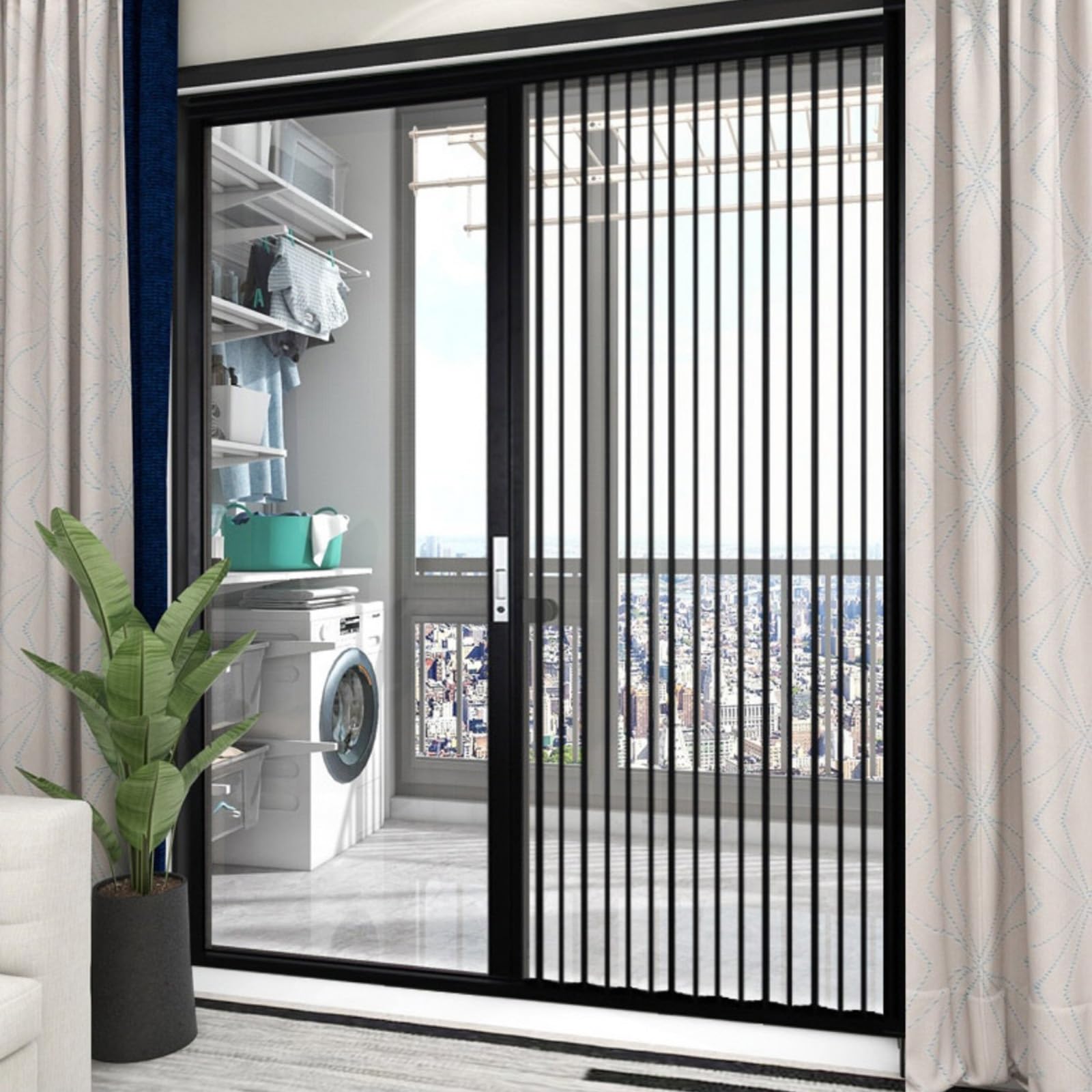 Portes pliantes télescopiques Porte pliante avec poignées et vitre, Porte Accordéon intérieure personnalisable pour cuisine/ salle de bain/ chambre à coucher avec serrure, Kit de porte de séparation d