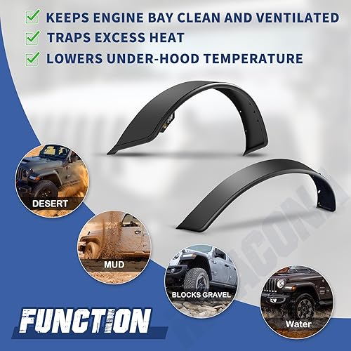 Miniatura 5 de Bronco Fender Flares - Juego de 4 guardabarros planos para Ford Bronco 2021 2022 2023 de 24 puertas, 4 piezas (no para Bronco Sport o Raptor)