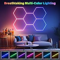 Vista 4 de ALLYES Luces LED hexagonales: luz hexagonal de garaje con modos multicolor, luces de pared hexagonales RGB regulables y de velocidad ajustable