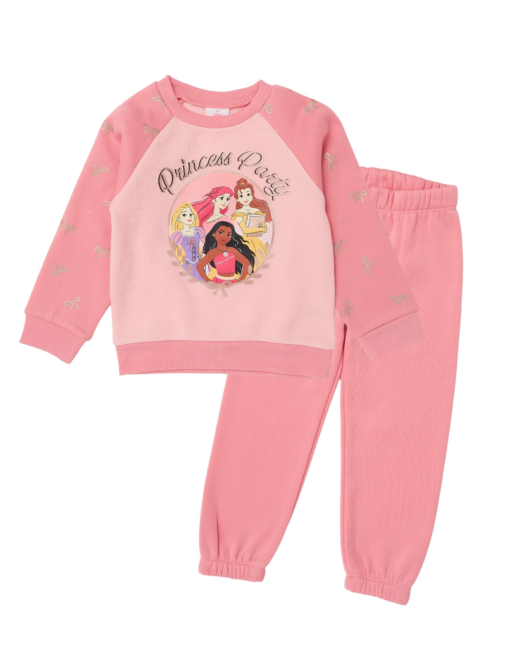 Disney Princess Toddler Girls’ Outfit Set - Two Piece Sweatshirt with Metallic Ink & Jogger Pants (3T)