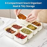 Pure Future 2-Pack Boîtes à snacks contenant des poignées - Plateau de service divisé avec des lids, 8 Compartiments Charcuterie Box pour Voyage, Soirées de cinéma & Fêtes (Lavage à la main seulement)