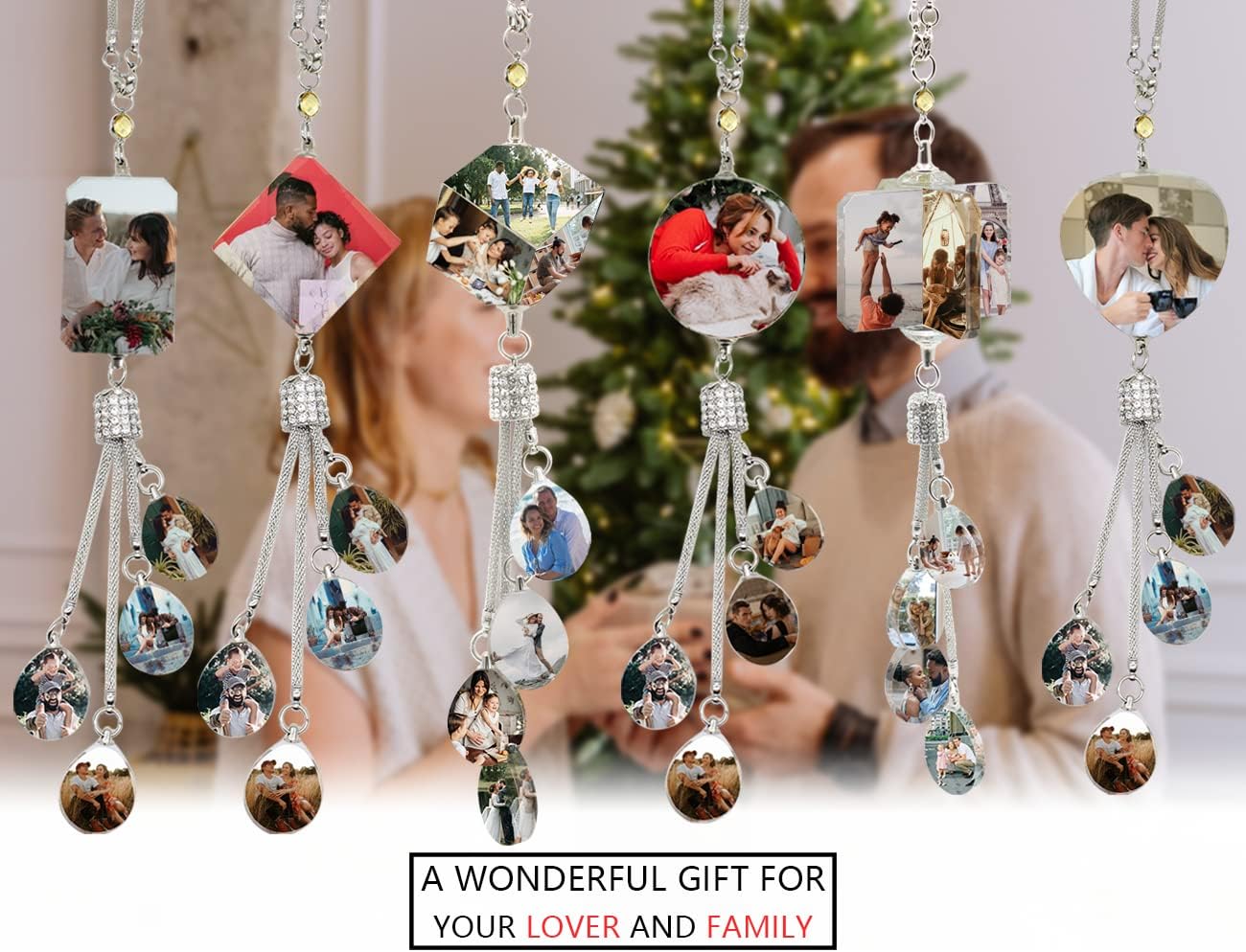FolHaoth Personalized Car Photo Crystal Hanging Ornaments - Custom Car Accessories with 5-8 Photos - Valentine's Day Gift - Crystal and Alloy Material Cube image 5 of 6 B0BSFM1NB4