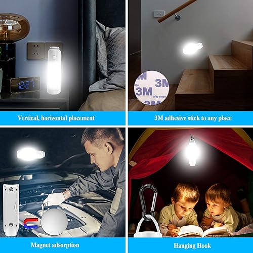 Miniatura 3 de Luz nocturna 2 en 1 con sensor de movimiento de inducción de cuerpo humano, linterna recargable por USB, luz blanca cálida, adecuada para camping,