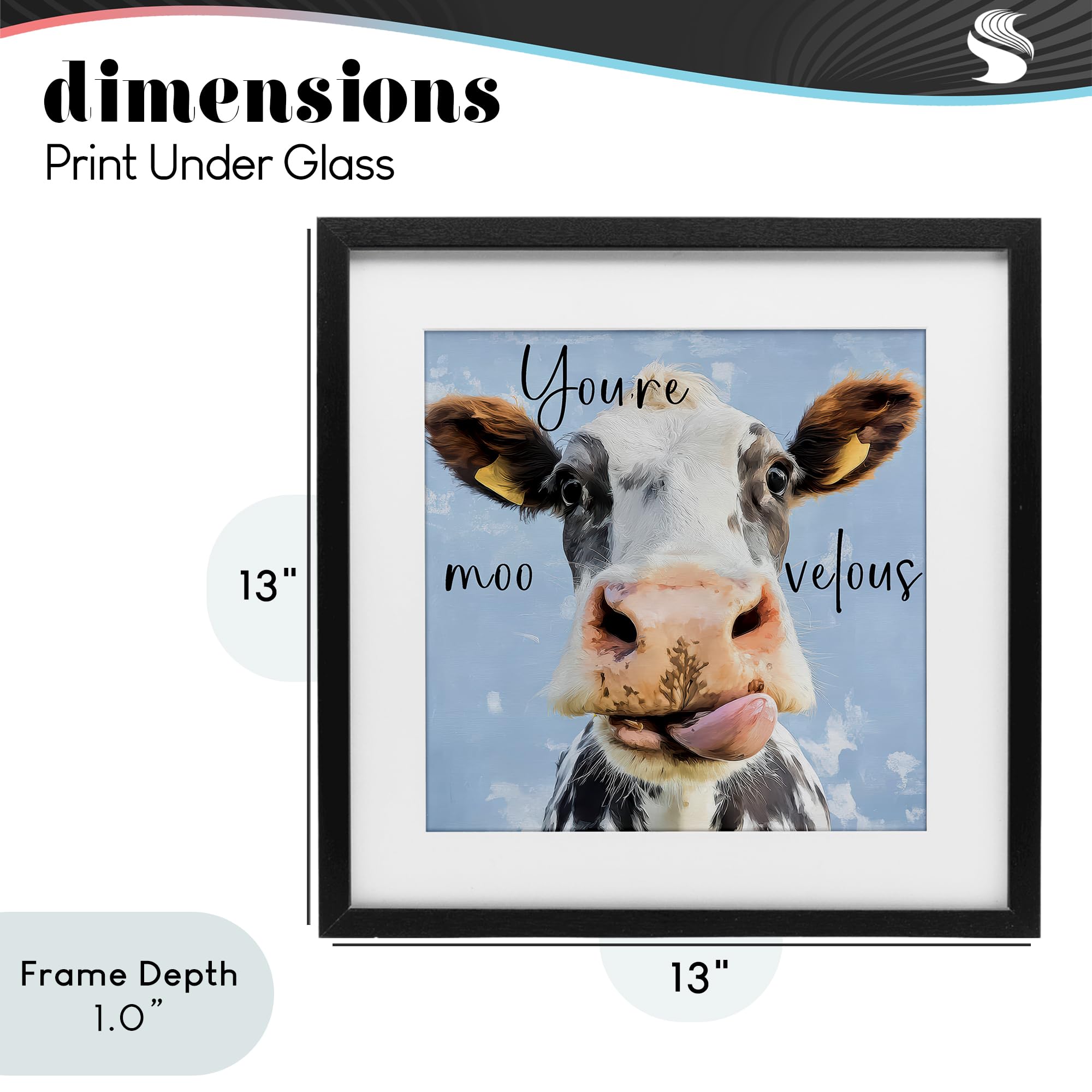 Moo-velous Cow Nursery Humor, 13 x 13 pulgadas, impresión enmarcada debajo