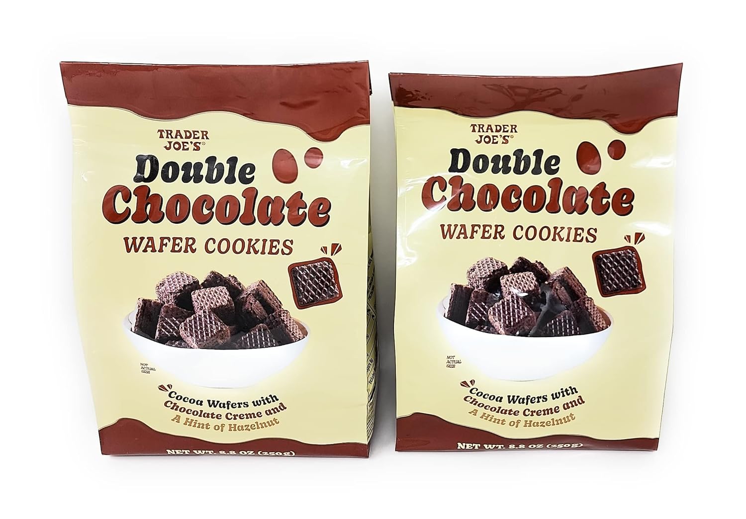 Trader Joe's Double Chocolate Wafer Cookies Net Wt. 8.8 Oz (250g) Pack of 2