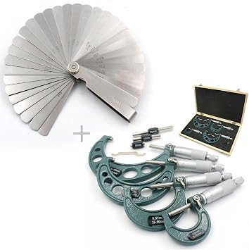 Stainless Steel Feeler Gauge with Micrometer Set Bundle