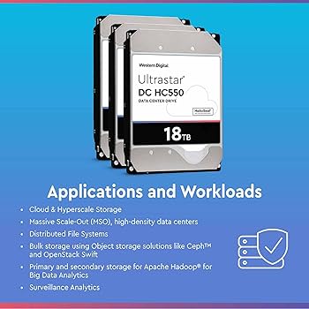 PCパーツ WD Ultrastar DC HC550 18TB Amazon.com: Western Digital Ultrastar DC HC550 18 TB Hard