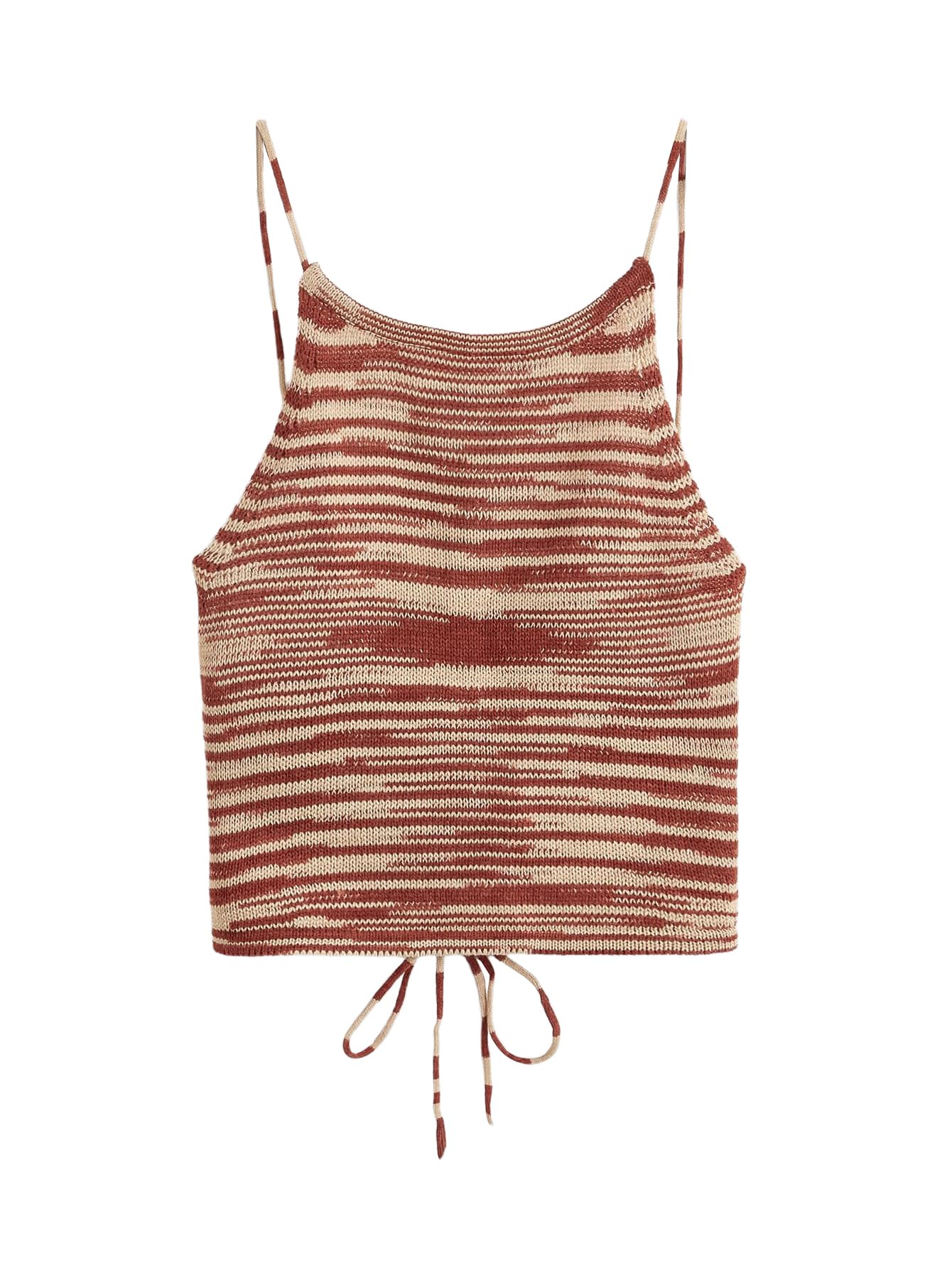 Women's Sleeveless Space Dye Knit Camisole Criss Cross Backless Crop Top