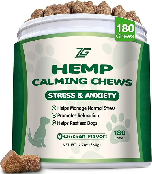 Calming Chews for Dogs - Advanced Hemp Dog Calming Treats Help with Dog Anxiety Relief, Separation, Stress, Barking, Fireworks, Composure - Natural Pet Supplements for Health & Wellness 180 Soft Chews