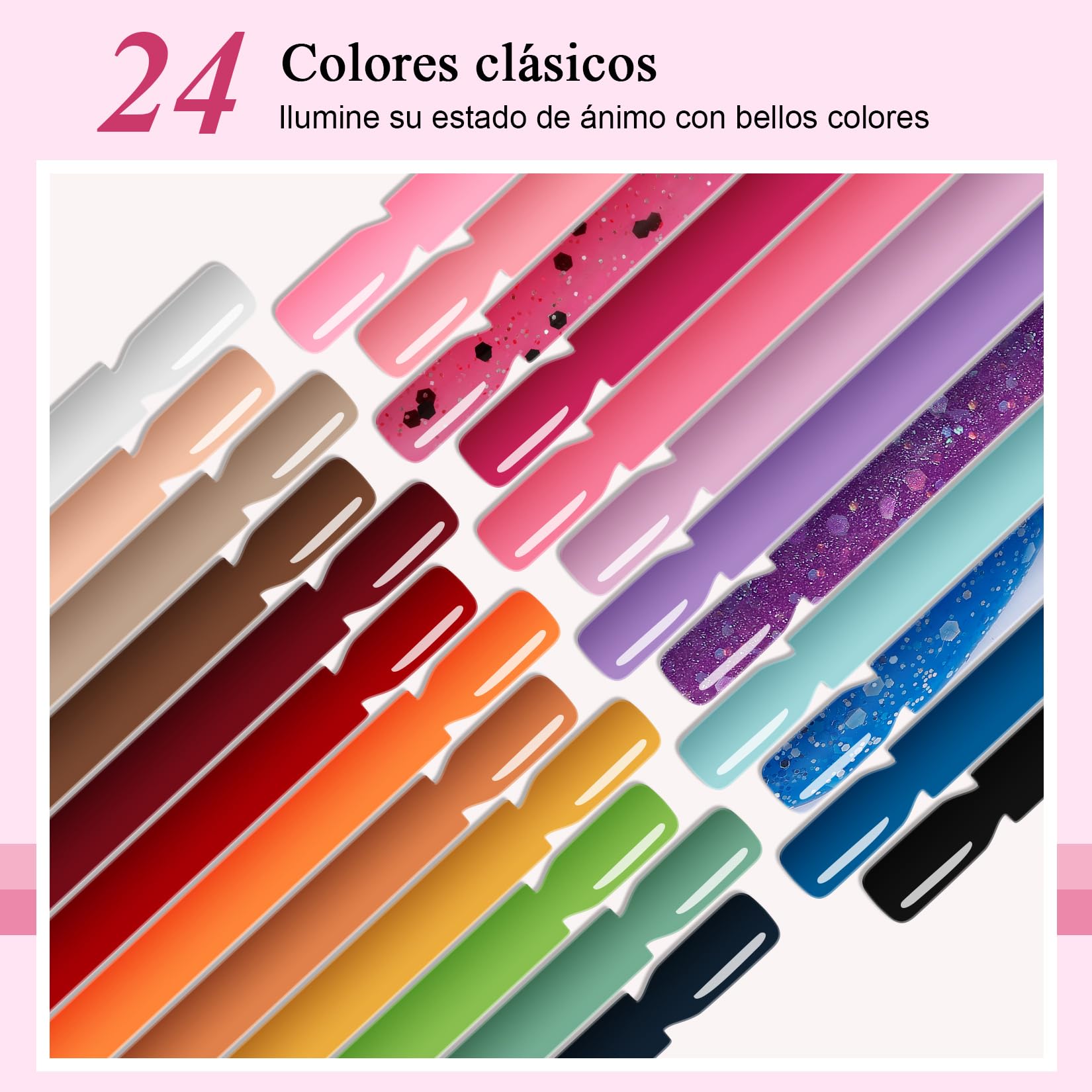 VANREESA Uñas Semipermanentes Kit Completo y Lámpara U V 24 Colores Kit Uñas Semipermanentes con Base Top Mate Top Coat Kit Manicura Semipermanente para Principiante