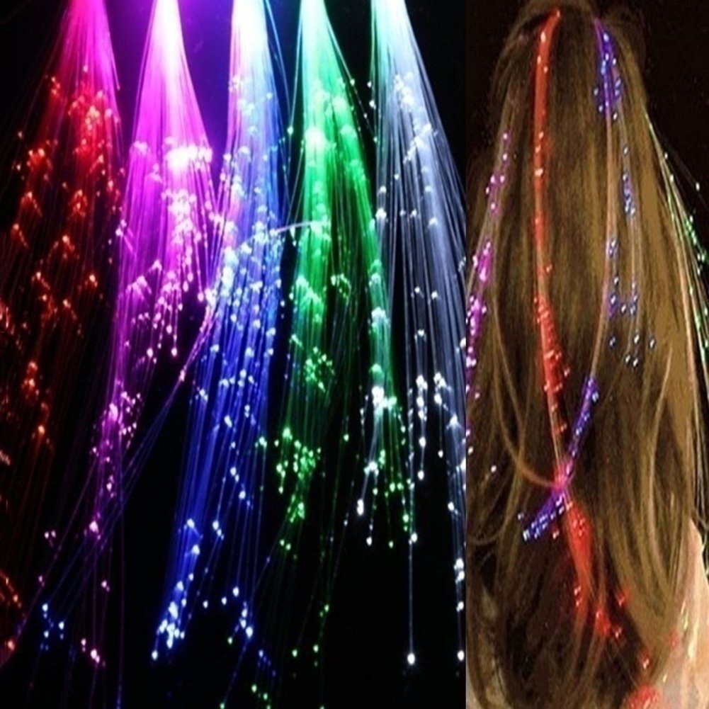 Sukisuki LED Light Braid Luminous Hairpin,Flashing Fiber Optic Hair Braid Barrettes Flashing Light Up Extension Barrettes Halloween Party Favors Multicolor