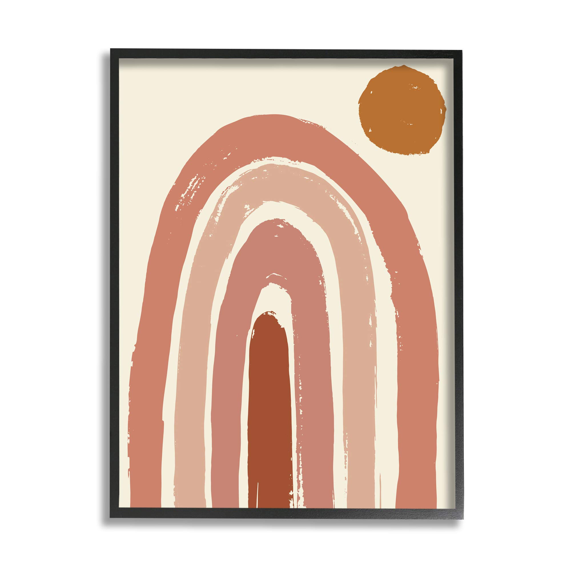 Stupell Industries Desert Sun Rainbow Landscape Soft Beige Sky, Designed by Jess Bruggink Black Framed Wall Art, 16 x 20, Pink