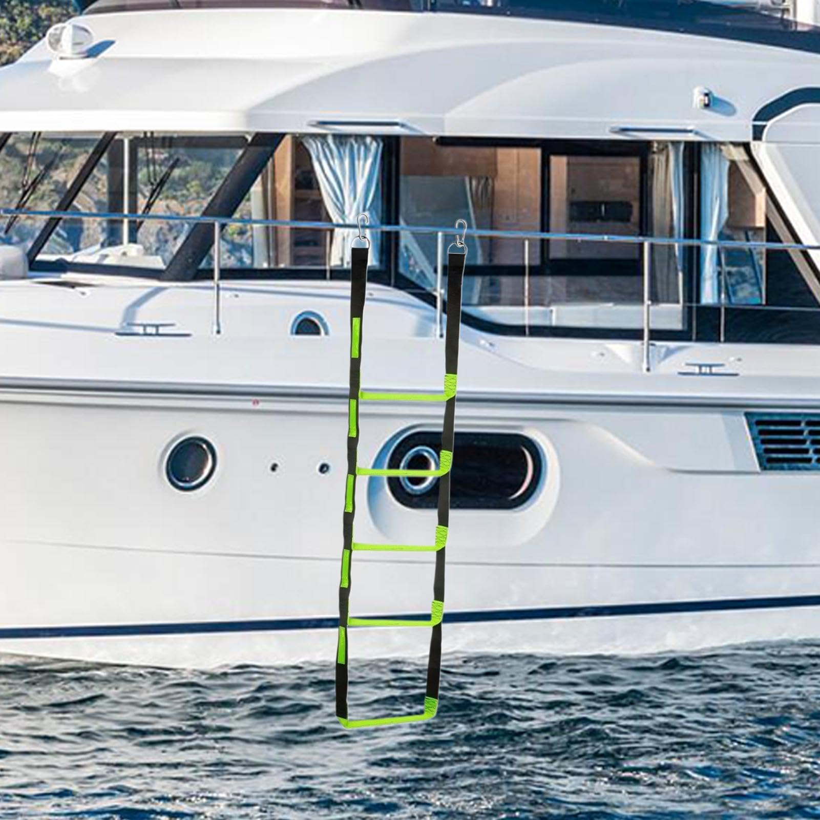 in corda per barca Di Corda Portatile A 5 Gradini Da Motoscafo | Scaletta Pieghevole per Barca Per Kayak Yacht Canoa Pesca All'Aperto Marina Nuoto Pontone Snorkeling