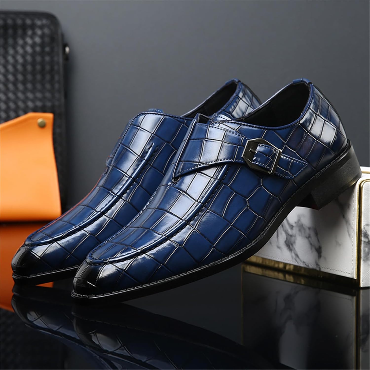 Men's Monk Strap Dress Loafer Shoes Slip-on Tuxedo Loafers for Men Formal Business Casual - Image 7