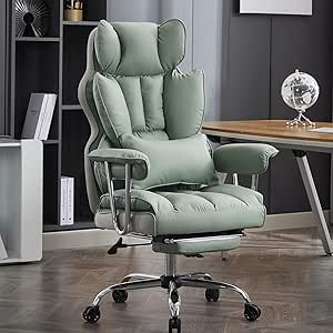 Amazon.com: Efomao Big and Tall Office Chair 400lbs - Executive Office Chairs with Footrest, Heavy-Duty PU Leather Computer Chair for Heavy People, Light Green Home Office Desk Chairs : Home & Kitchen