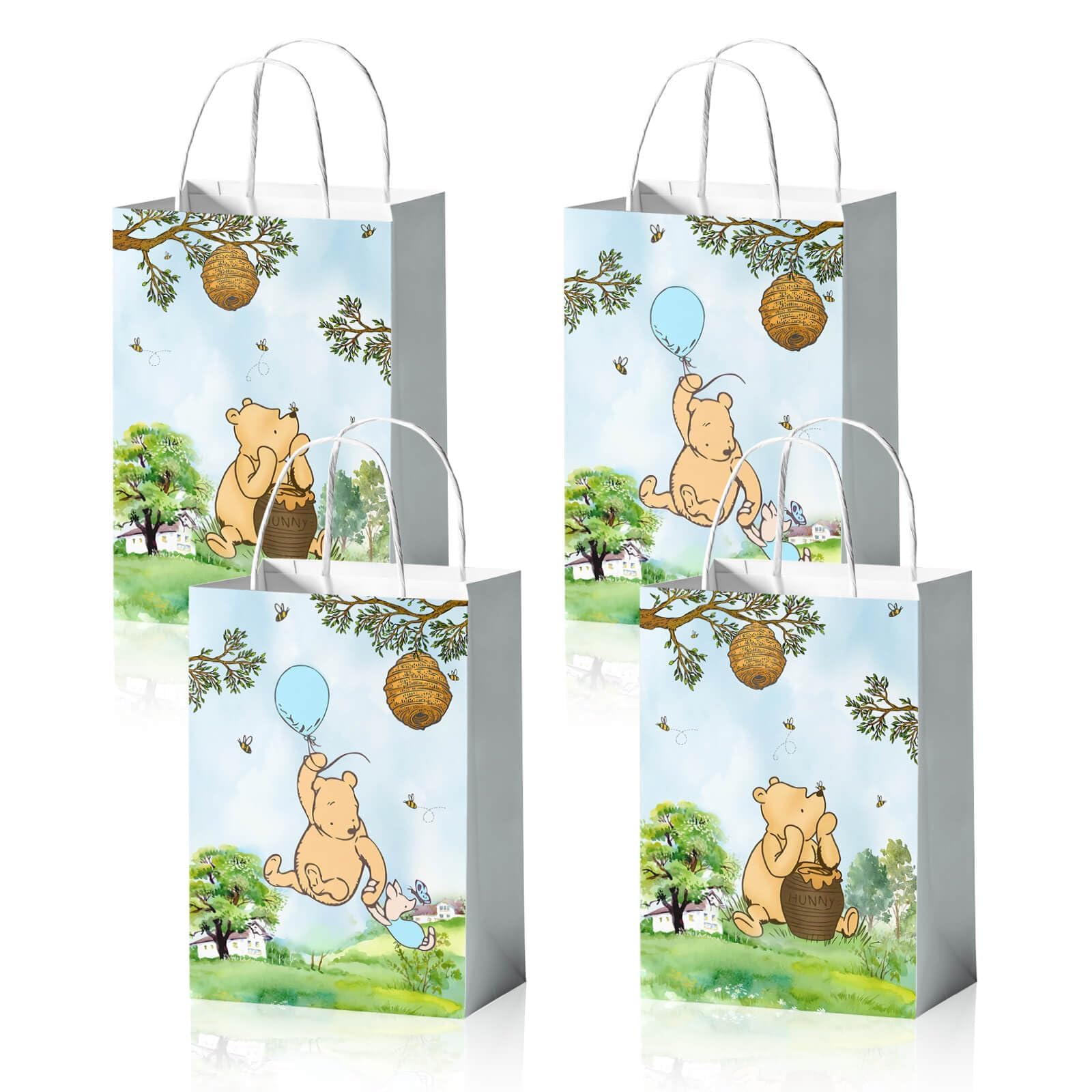 Amazon.com: Reyoust Classic Pooh Bear Party Paper Bags with Handle