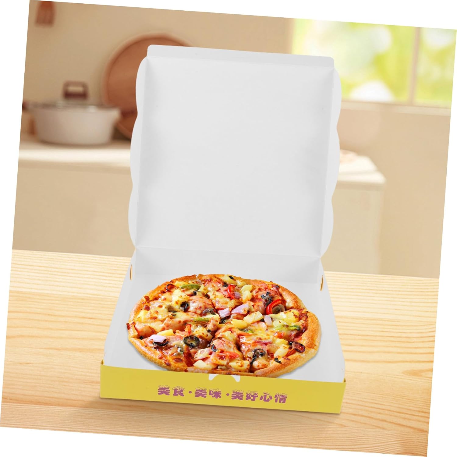 40pcs Disposable Square Corrugated Pizza Boxes 9-inch Paperboard Takeout Containers Food Packaging Pizza Storage and Party Use