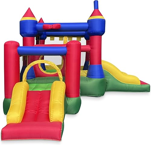 Miniatura 4 de Cloud 9 Castillo inflable casa de rebote con soplador, gorila para niños con dos toboganes y áreas de salto