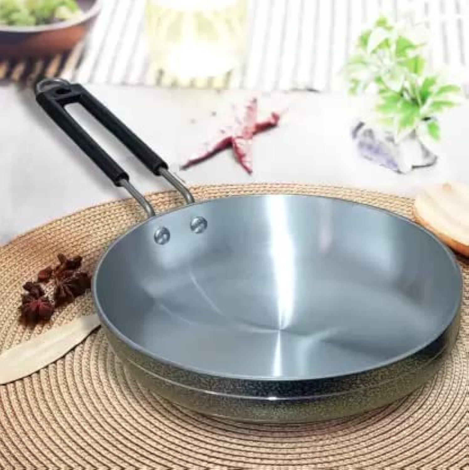 Kanshitas Rasoiware Aluminium Fry Pan/Omlette Pan/Tadka Pan, 1 Litre, Black/Silver (B07NXZY7PN) Amazon Price History, Amazon Price Tracker