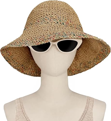 Miniatura 4 de Sombrero de paja para mujer, sombrero de playa plegable, sombrero de ala ancha