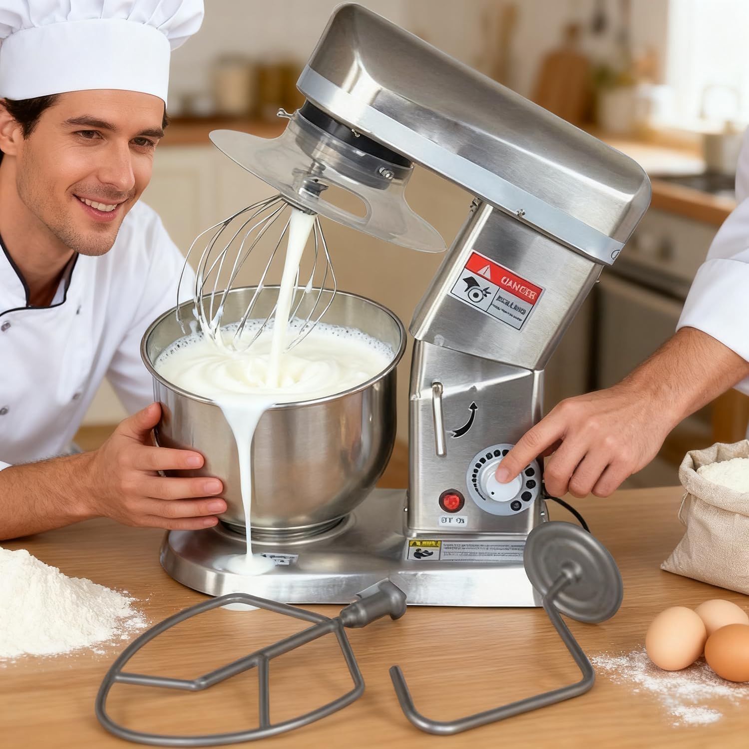 Stand Mixer Kitchen New Condition Dough & Food Mixer 5L/7L10L Stainless Steel Automatic Egg Beater Mixer Multifunctional Household Dough Kneader for Wheat & Flour Chef Machine 7L