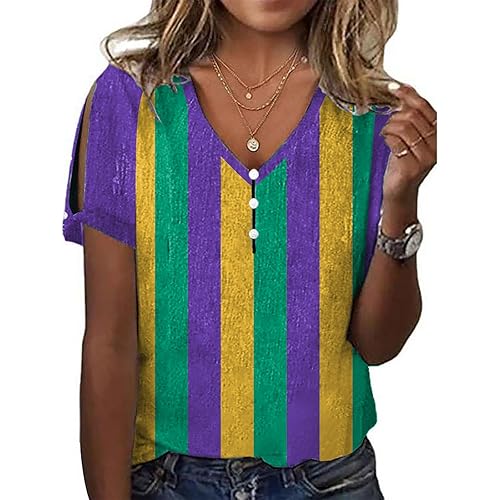 Mardi Gras Tops for Women Purple Striking Hide Belly Short