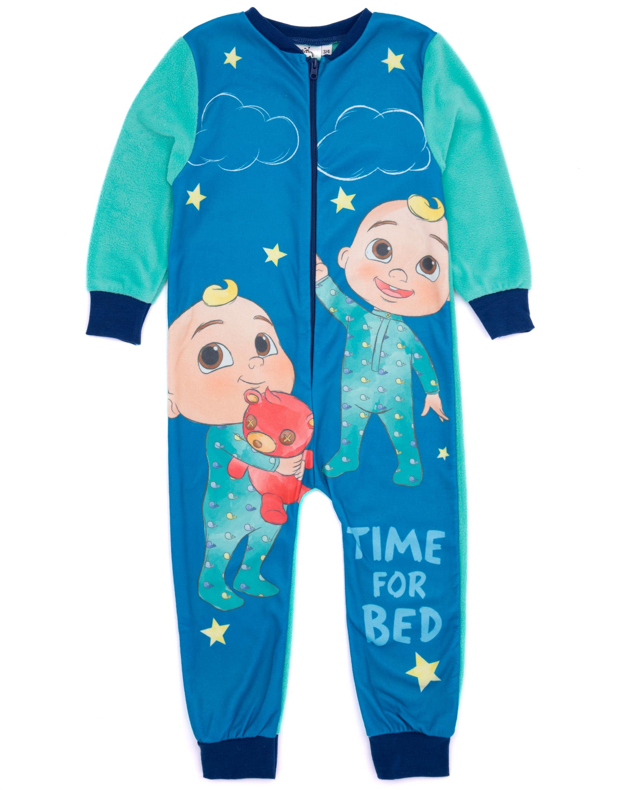 CoComelon Boys Onesie in Blue | Kids All In One Fleece Pyjama Loungewear | Fun JJ Time for Bed Cosy PJs Sleepsuit Nightwear | Soft Comfortable Pajama Bodysuit Romper Merchandise Gift for Children