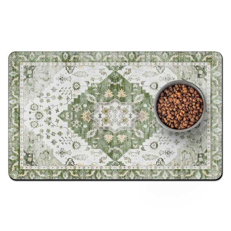 Tapete absorvente para comedouro de gatos e cães Usnfhcaw, 02 Green, tamanho M