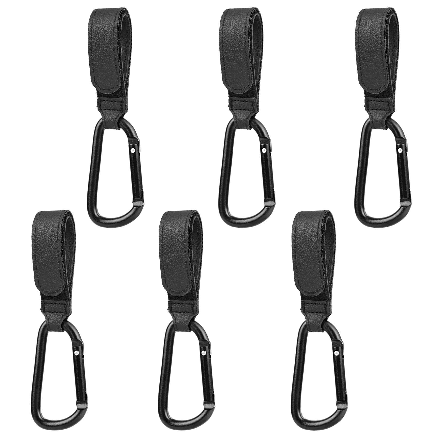 6 Pack Stroller Hooks for Bags, Baby Stroller Clips and Hooks Each Hold 33 lbs, Adjustable Stroller Carabiner Clip for UPPAbaby, DOONA, Baby Jogger,