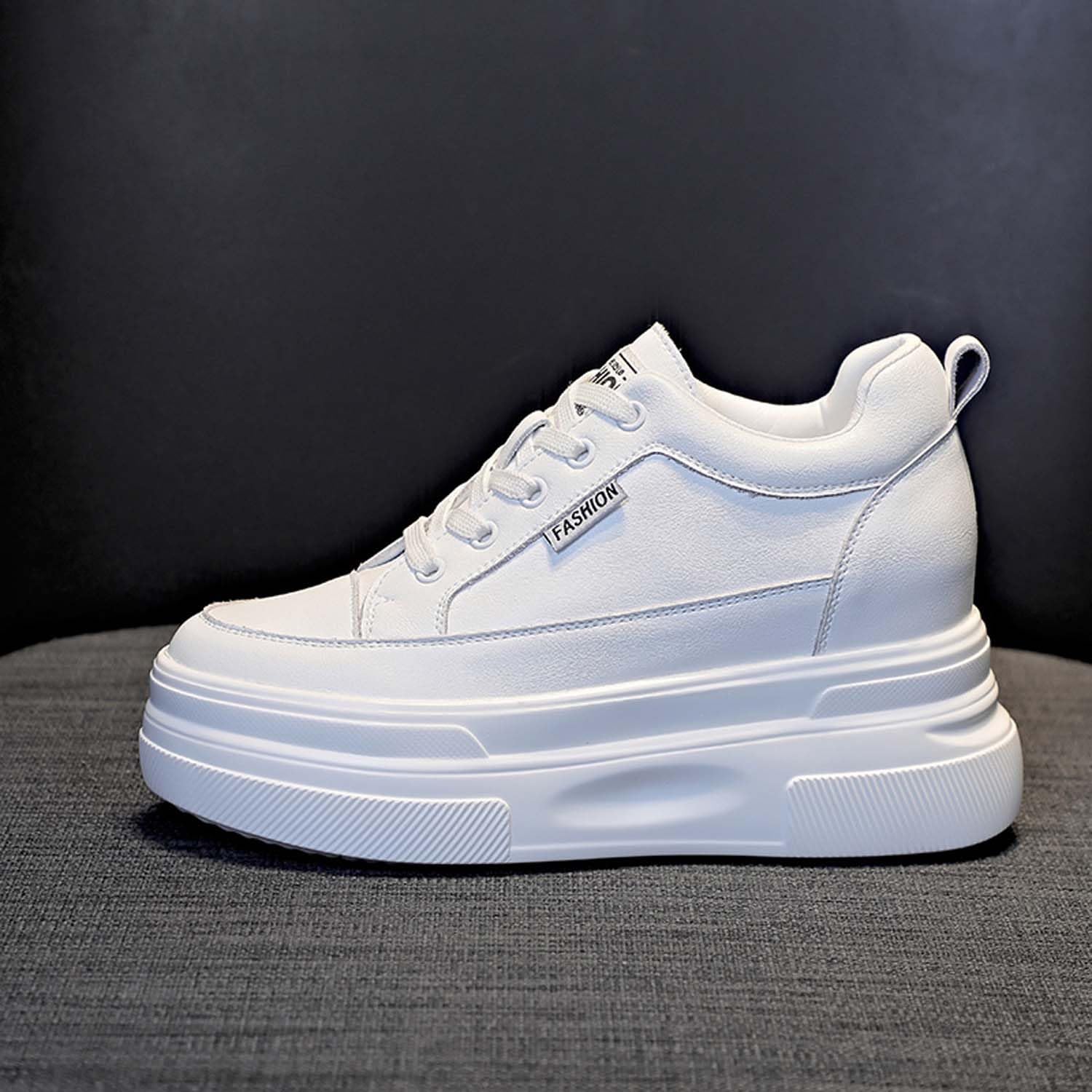 Sneakers Donna Alta Zeppa Interna Scarpe da Ginnastica in Pelle Tacco 10CM Plateau Outdoor Tennis Fitness
