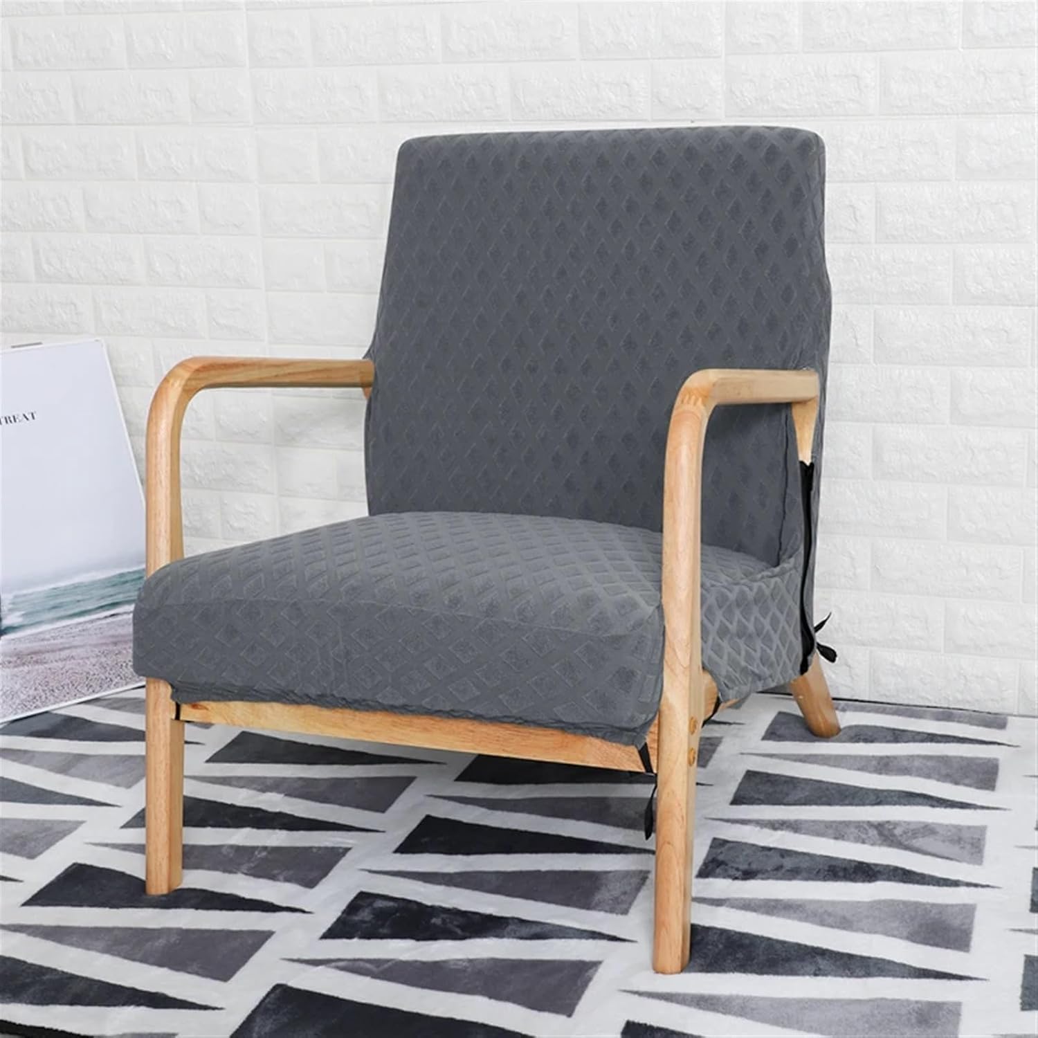 Housse de protection en bois jacquard lavable et zippée pour chaise de salle à manger