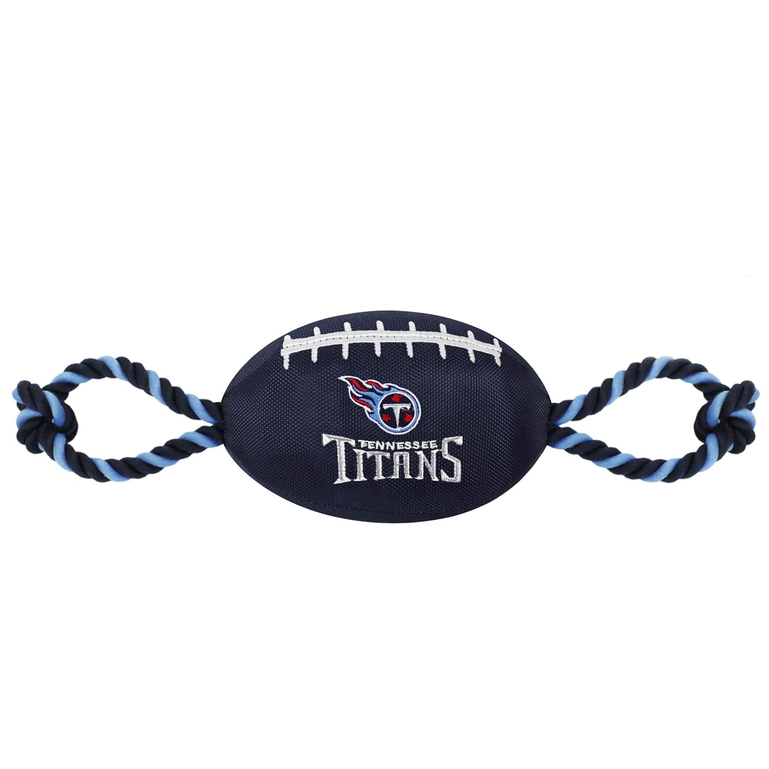 Pets First NFL Tennessee Titans Football Dog Toy Tough Quality Nylon Materials Strong Pull Ropes Inner Squeaker NFL