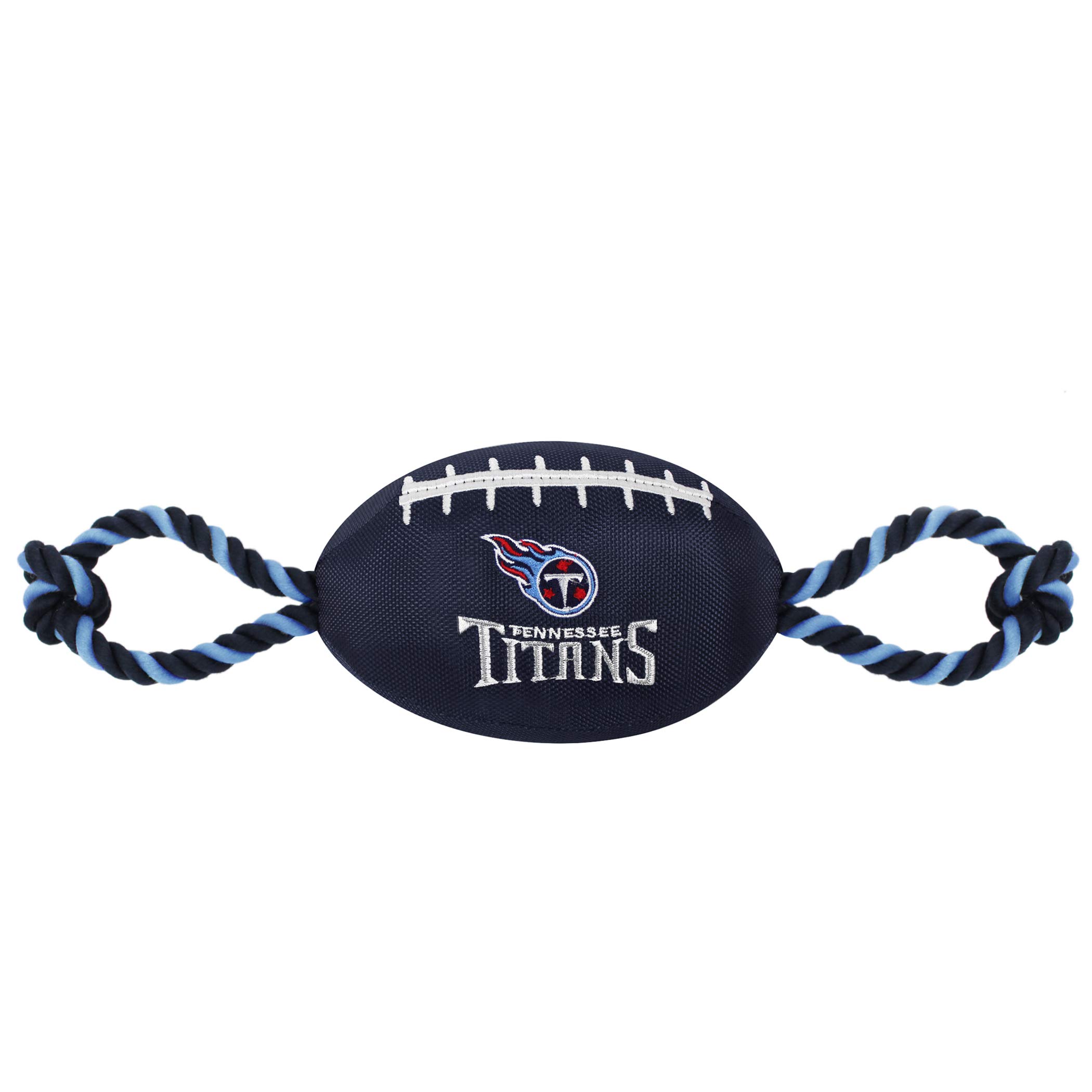 Pets First NFL Tennessee Titans Football Dog Toy Tough Quality Nylon Materials Strong Pull Ropes Inner Squeaker NFL