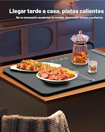 Miniatura 8 de Bandeja de calentamiento eléctrica, calefacción de superficie completa, enrollable y portátil, nanomaterial de silicona de alta calidad, 3 ajustes